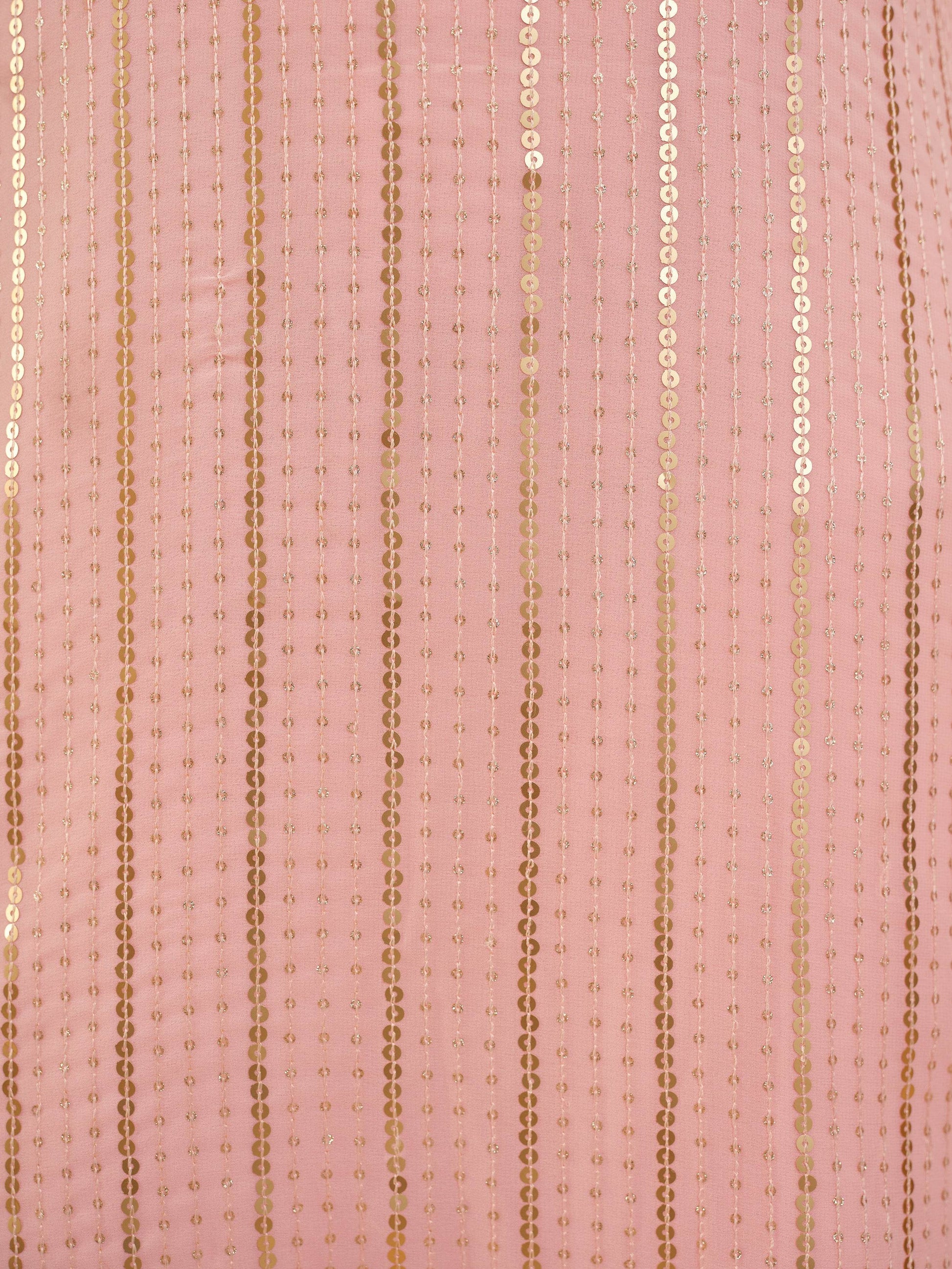 Stunning Baby Pink Sequins Georgette Festival Wear Palazzo Suit - Zeel Clothing