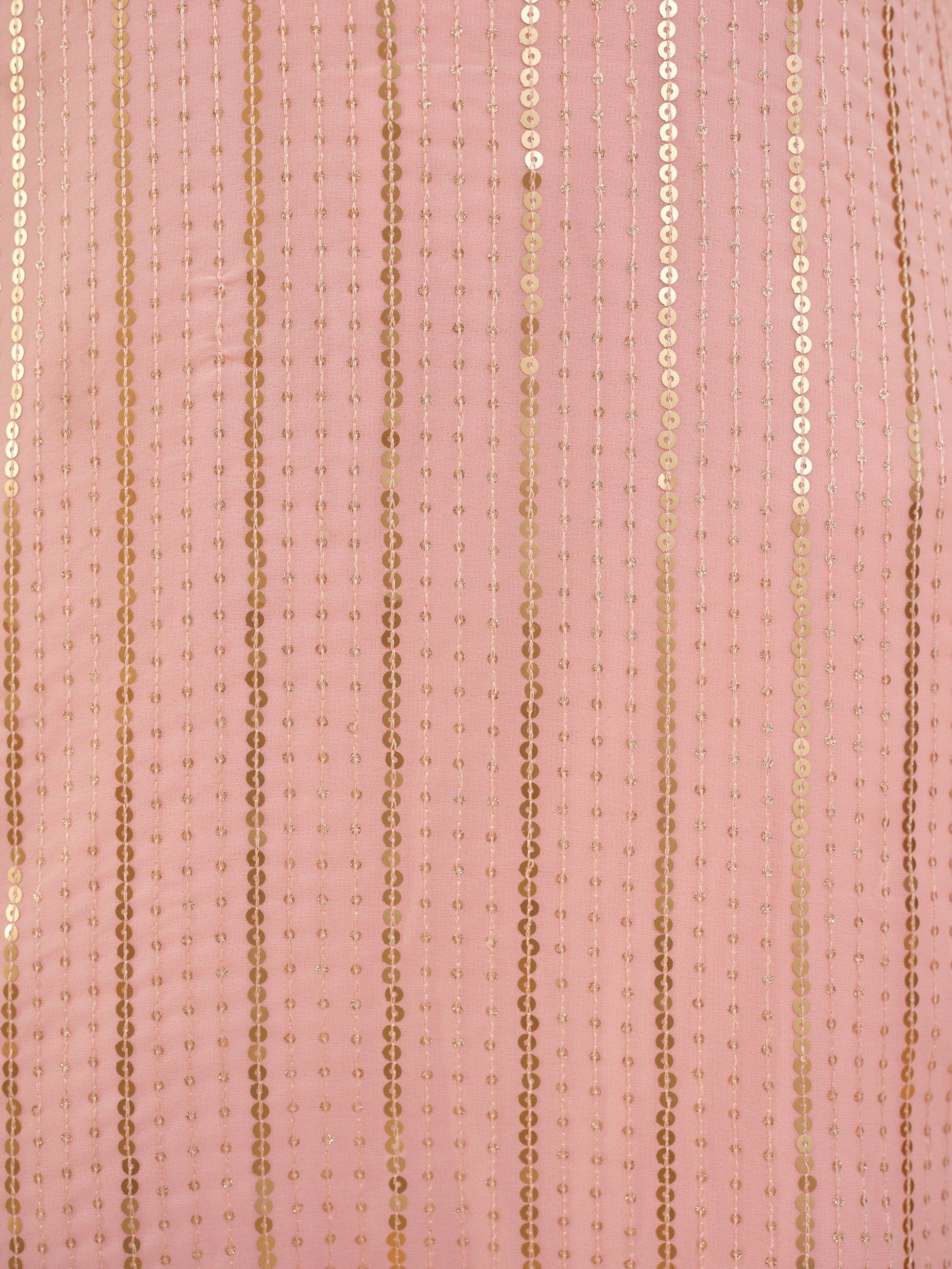 Stunning Baby Pink Sequins Georgette Festival Wear Palazzo Suit - Zeel Clothing
