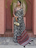Stunning Black Digital Printed Crepe Event Wear Saree With Blouse - Zeel Clothing