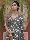 Stunning Black Digital Printed Crepe Event Wear Saree With Blouse - Zeel Clothing