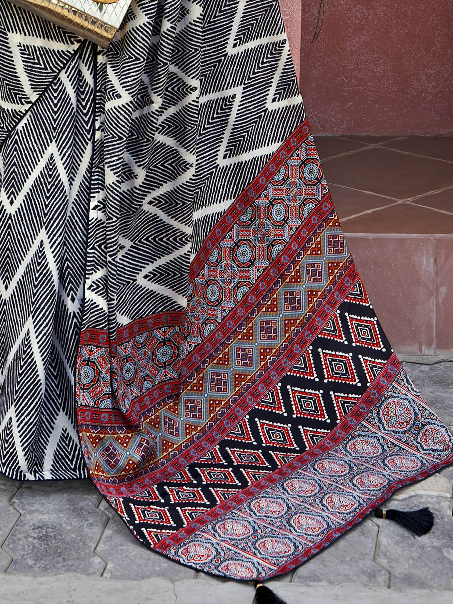 Stunning Black Digital Printed Crepe Event Wear Saree With Blouse - Zeel Clothing