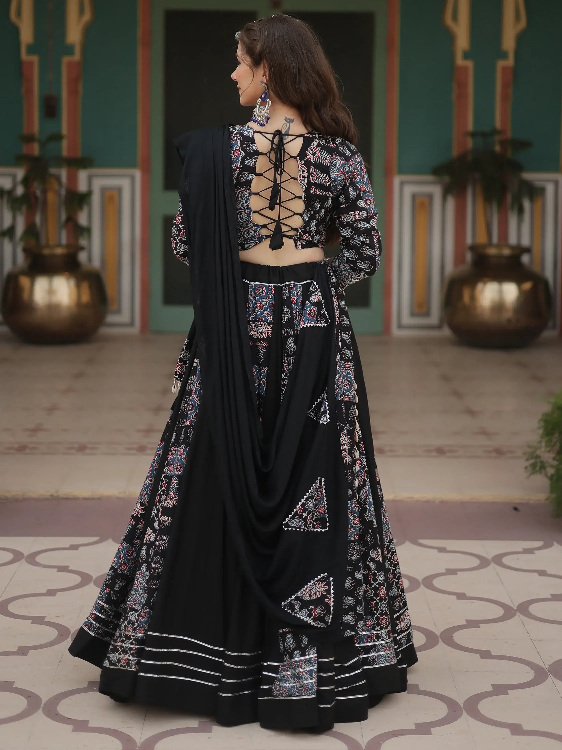 Stunning Black Digital Printed Rayon Navratri Wear Lehenga Choli - Zeel Clothing