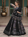 Stunning Black Digital Printed Rayon Navratri Wear Lehenga Choli - Zeel Clothing
