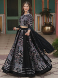 Stunning Black Digital Printed Rayon Navratri Wear Lehenga Choli - Zeel Clothing