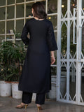 Stunning Black Embroidered Viscose Silk Pant Suit With Dupatta - Zeel Clothing