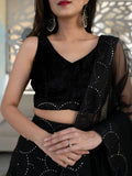 Stunning Black Embroidery Organza Reception Wear Lehenga Choli - Zeel Clothing