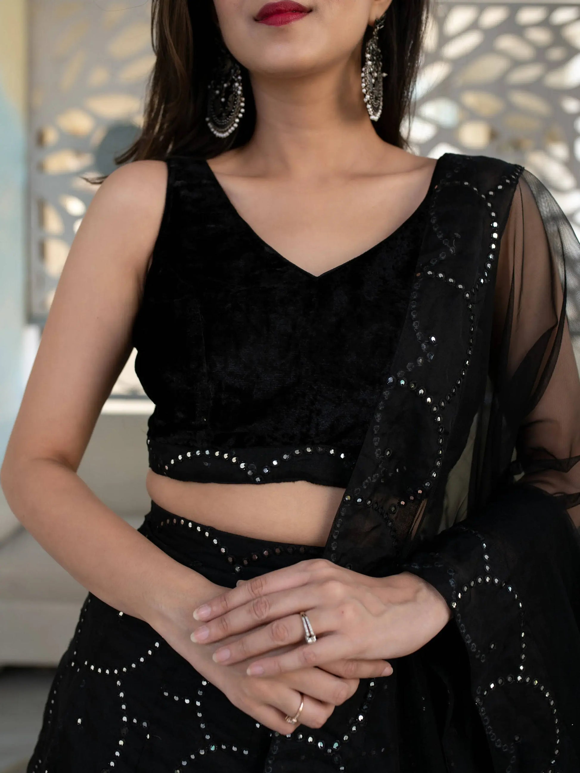 Stunning Black Embroidery Organza Reception Wear Lehenga Choli - Zeel Clothing