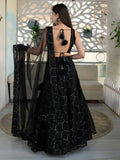 Stunning Black Embroidery Organza Reception Wear Lehenga Choli - Zeel Clothing
