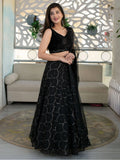 Stunning Black Embroidery Organza Reception Wear Lehenga Choli - Zeel Clothing