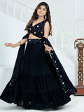 Stunning Black Georgette Party Wear Lehenga Embroidered Choli - Zeel Clothing