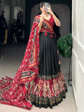 Stunning Black Patola Printed Silk Lehenga Choli With Dupatta - Zeel Clothing