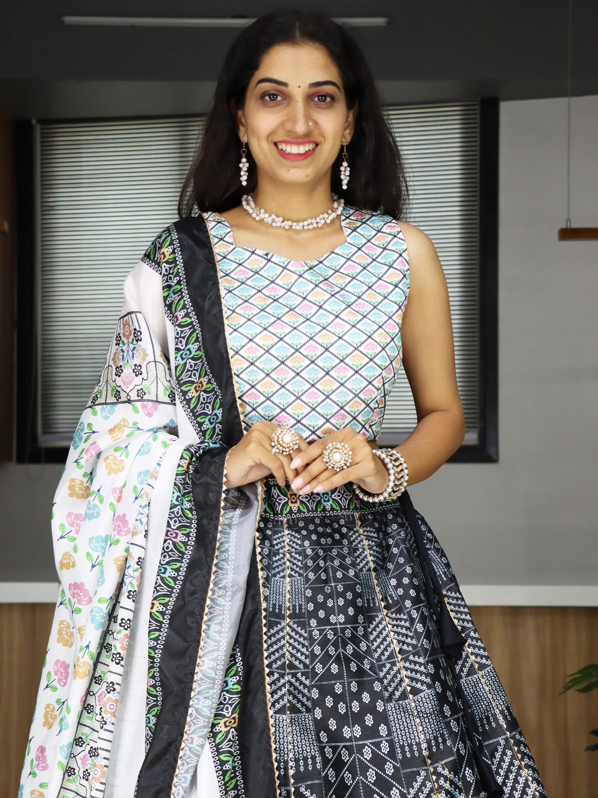 Stunning Black Printed Art Silk Event Wear Lehenga Choli With Dupatta - Zeel Clothing