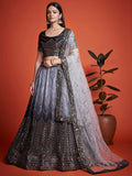 Stunning Black Sequins Chinon Party Wear Lehenga Choli With Dupatta - Zeel Clothing