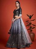 Stunning Black Sequins Chinon Party Wear Lehenga Choli With Dupatta - Zeel Clothing