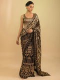 Stunning Black Sequins Georgette Festival Wear Saree With Blouse - Zeel Clothing