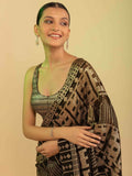 Stunning Black Sequins Georgette Festival Wear Saree With Blouse - Zeel Clothing