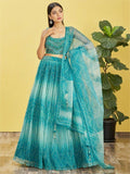Stunning Blue Embroidered Work Organza Reception Lehenga Choli - Zeel Clothing