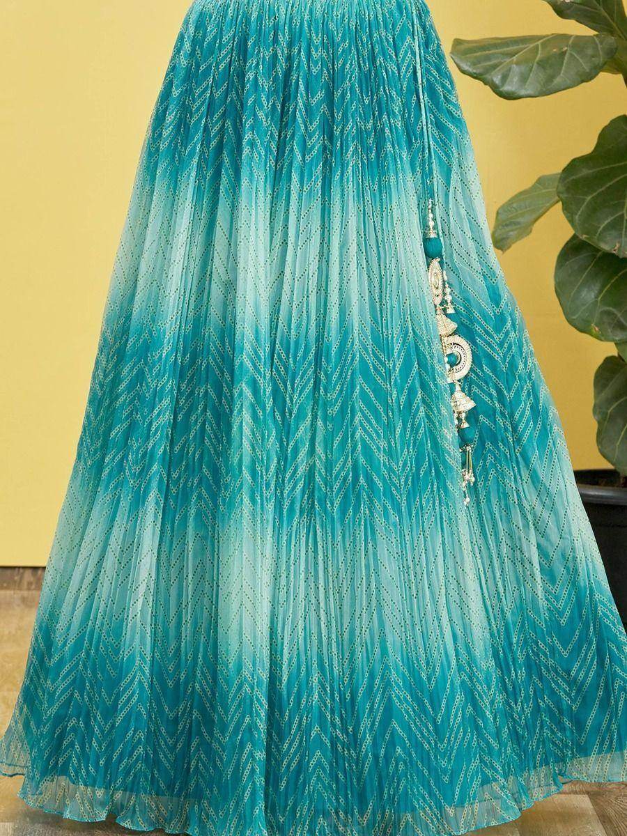 Stunning Blue Embroidered Work Organza Reception Lehenga Choli - Zeel Clothing