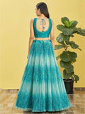 Stunning Blue Embroidered Work Organza Reception Lehenga Choli - Zeel Clothing