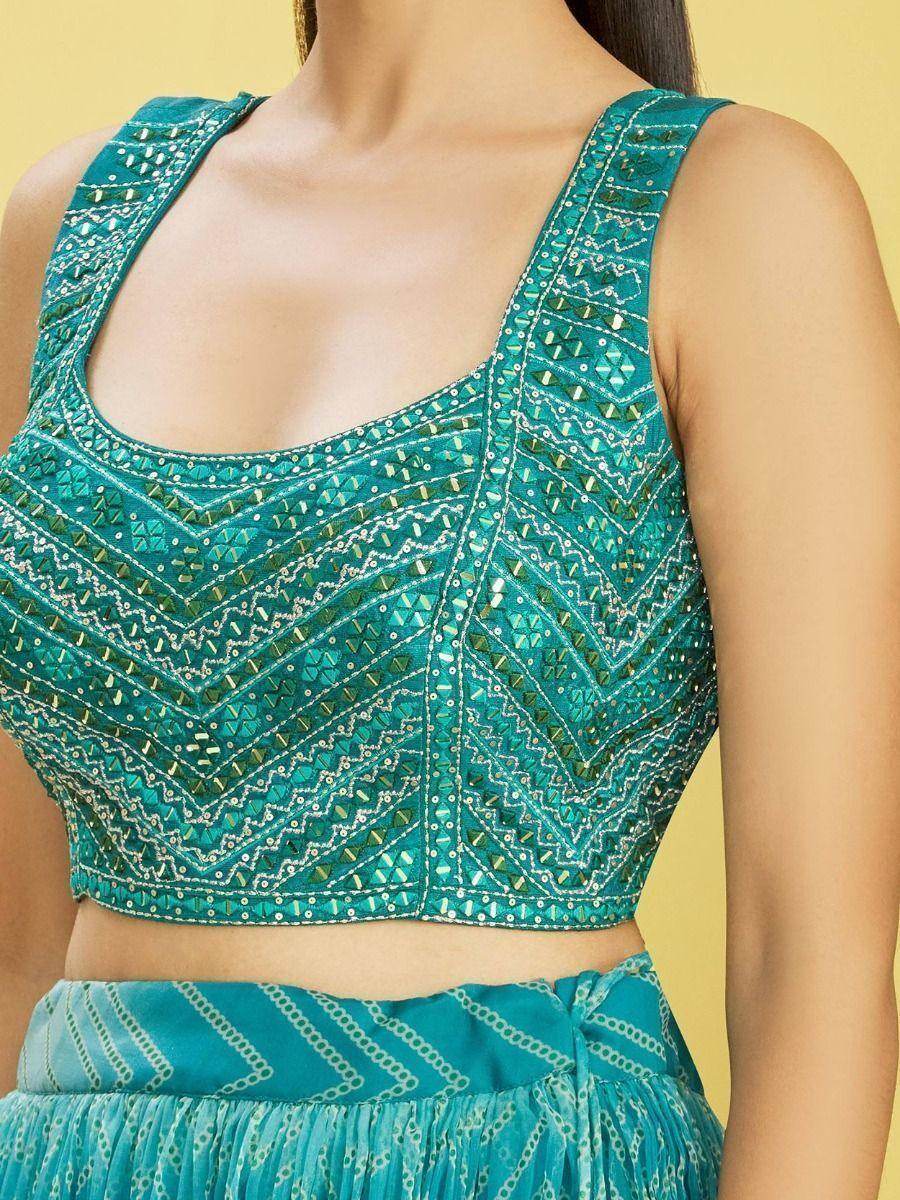 Stunning Blue Embroidered Work Organza Reception Lehenga Choli - Zeel Clothing