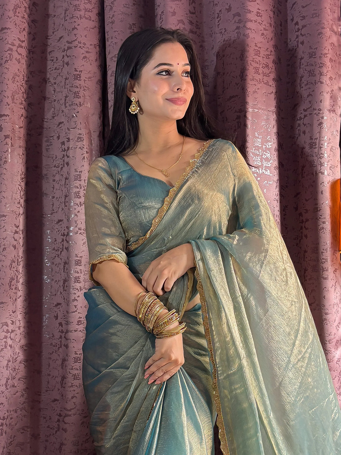 Stunning Blue Party Wear Hand Work Saree With Blouse - Zeel Clothing