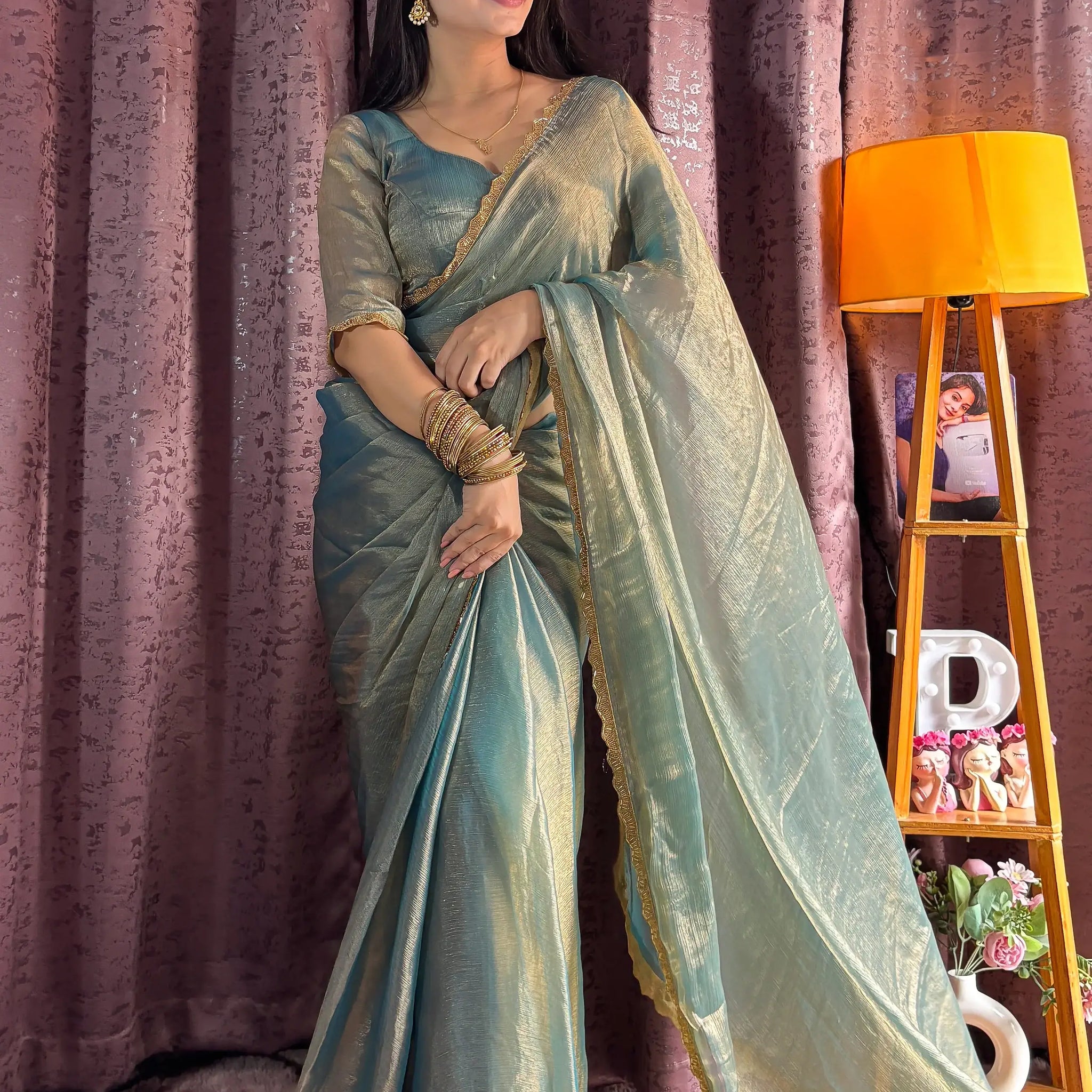 Stunning Blue Party Wear Hand Work Saree With Blouse - Zeel Clothing