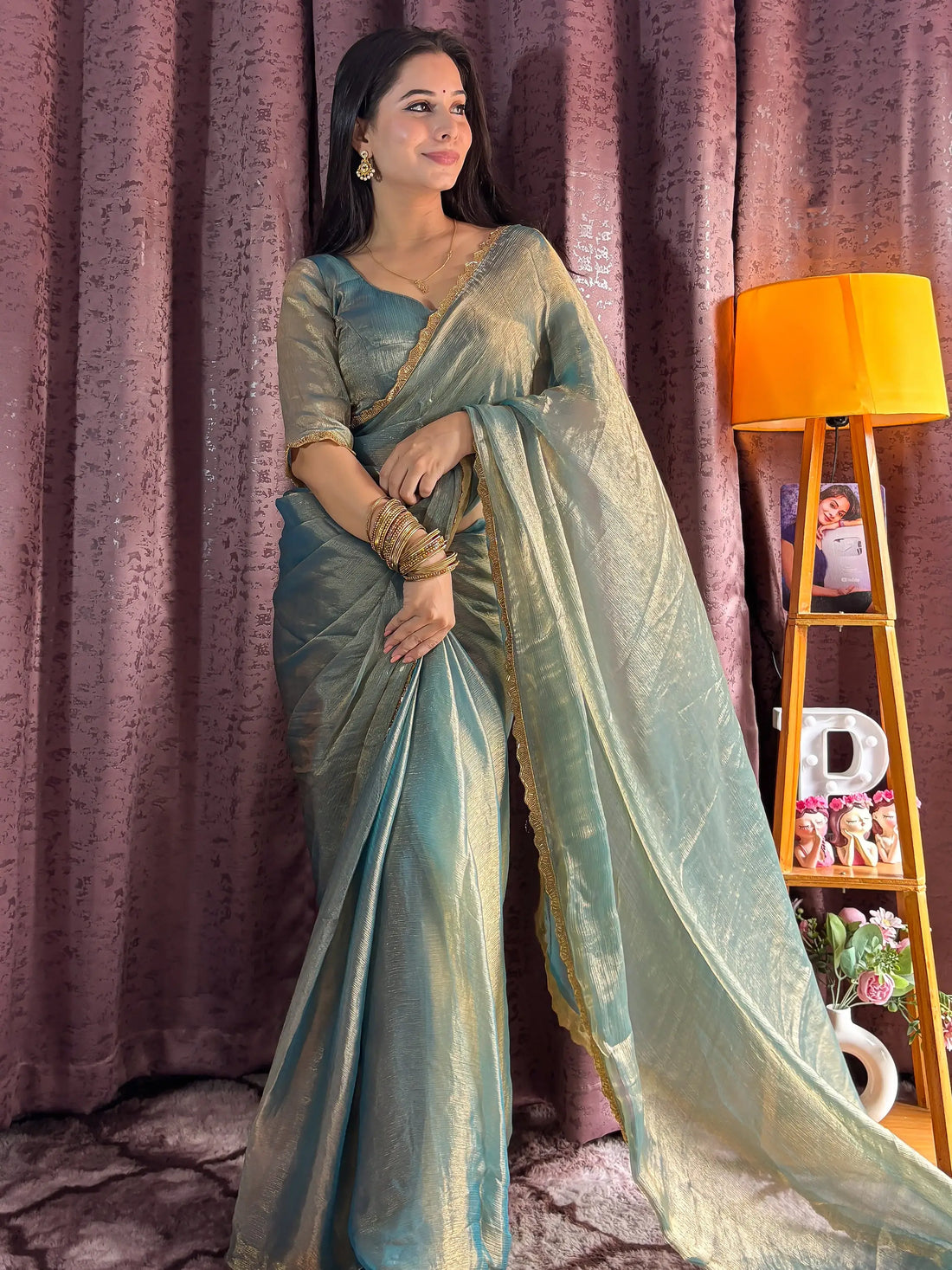 Stunning Blue Party Wear Hand Work Saree With Blouse - Zeel Clothing