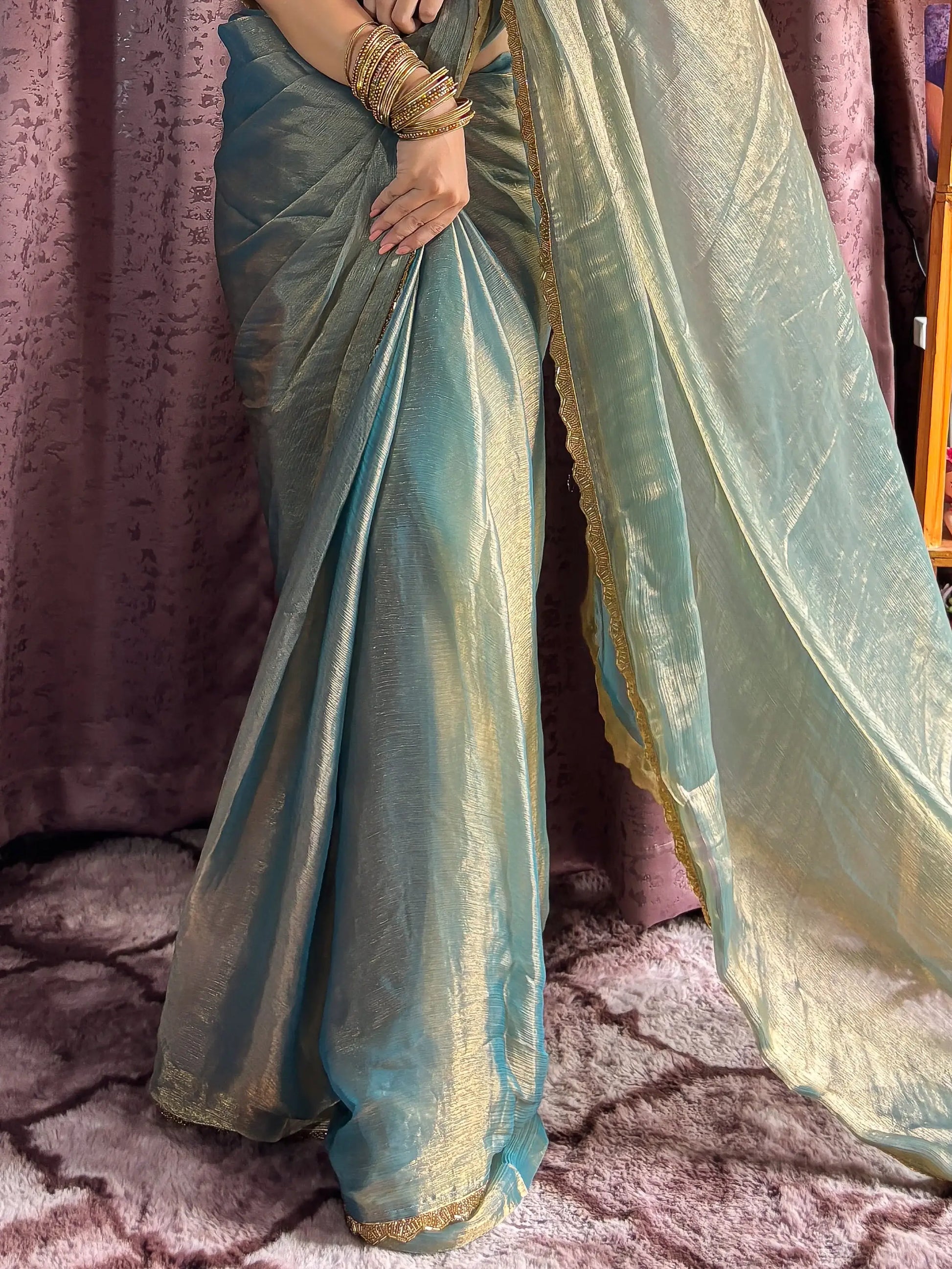 Stunning Blue Party Wear Hand Work Saree With Blouse - Zeel Clothing