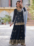 Stunning Blue Sequins Georgette Festival Wear Sharara Suit - Zeel Clothing