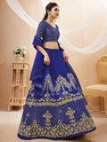 Stunning Blue Sequins Silk Wedding Wear Lehenga Choli With Dupatta - Zeel Clothing
