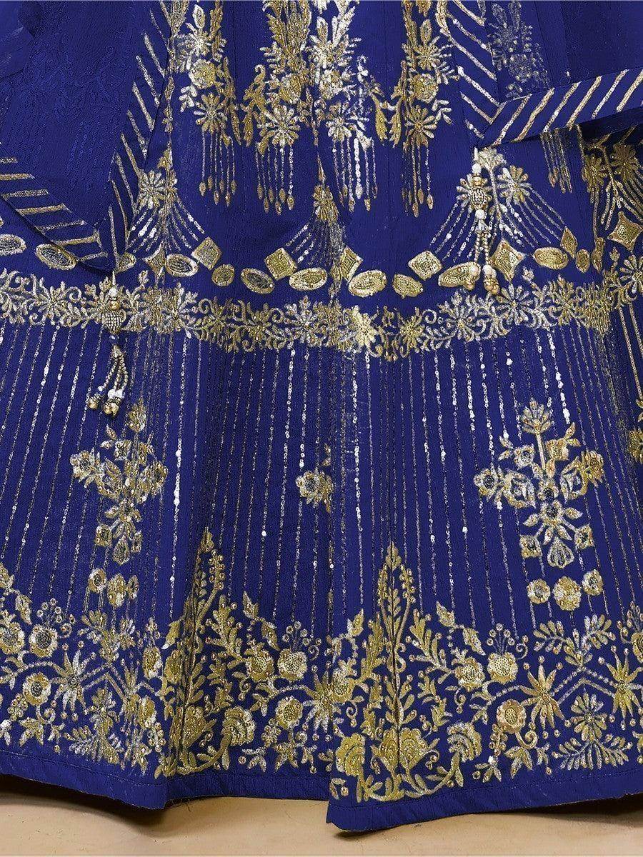 Stunning Blue Sequins Silk Wedding Wear Lehenga Choli With Dupatta - Zeel Clothing