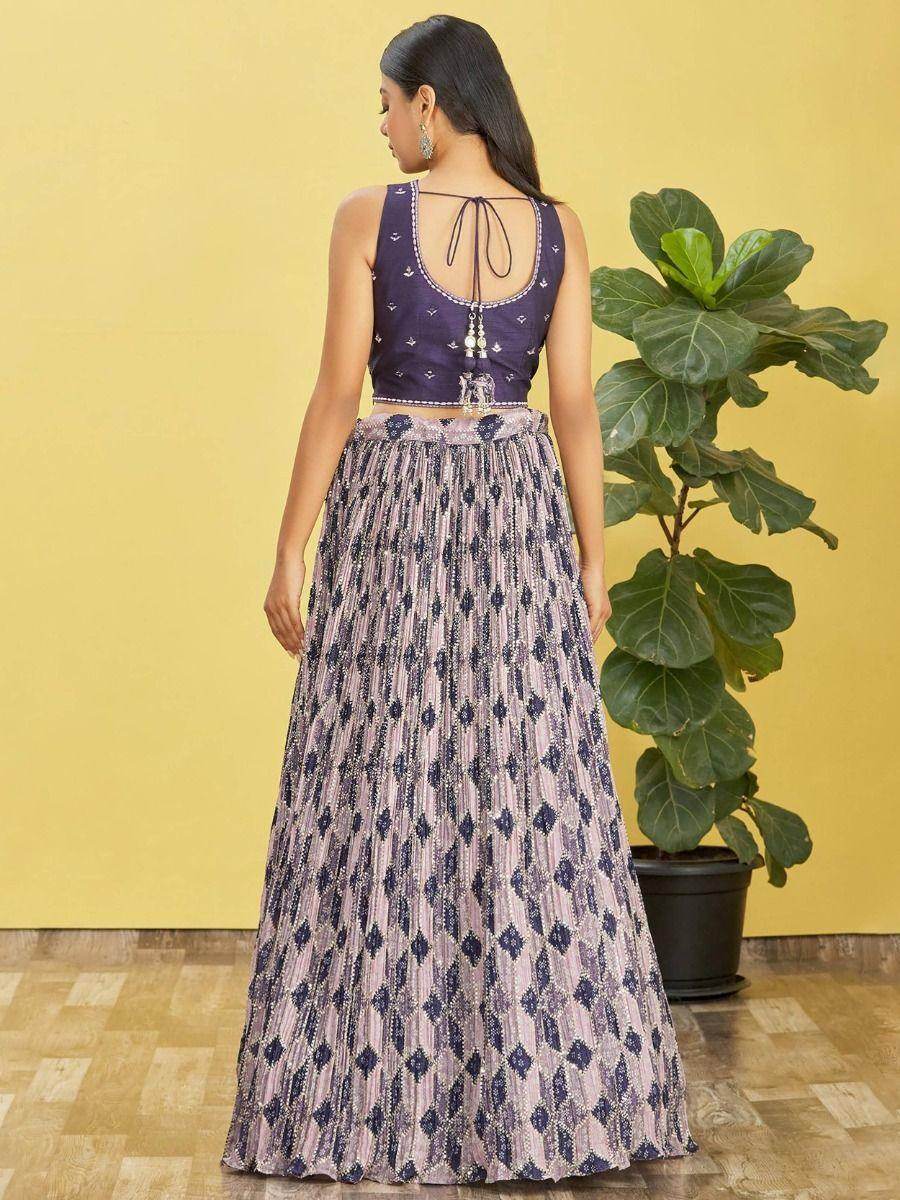 Stunning Blue Zari Work Chinon Traditional Lehenga Choli - Zeel Clothing