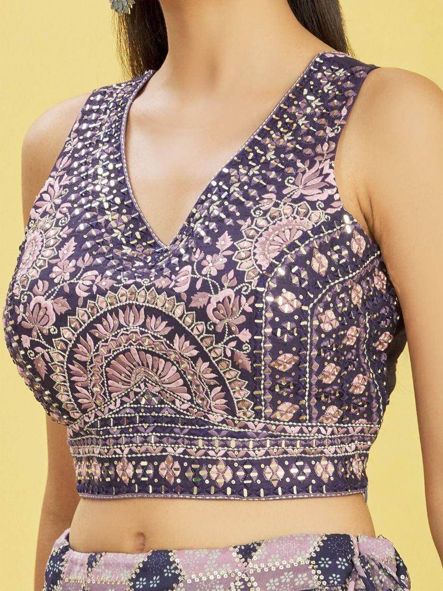 Stunning Blue Zari Work Chinon Traditional Lehenga Choli - Zeel Clothing