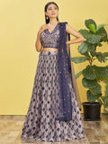 Stunning Blue Zari Work Chinon Traditional Lehenga Choli - Zeel Clothing