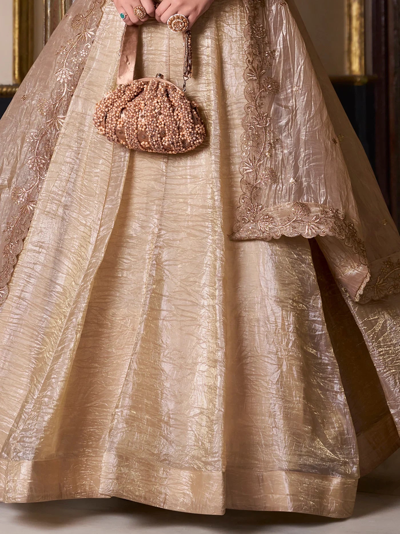 Stunning Brown Organza Wedding Lehenga With Embroidered Blouse - Zeel Clothing