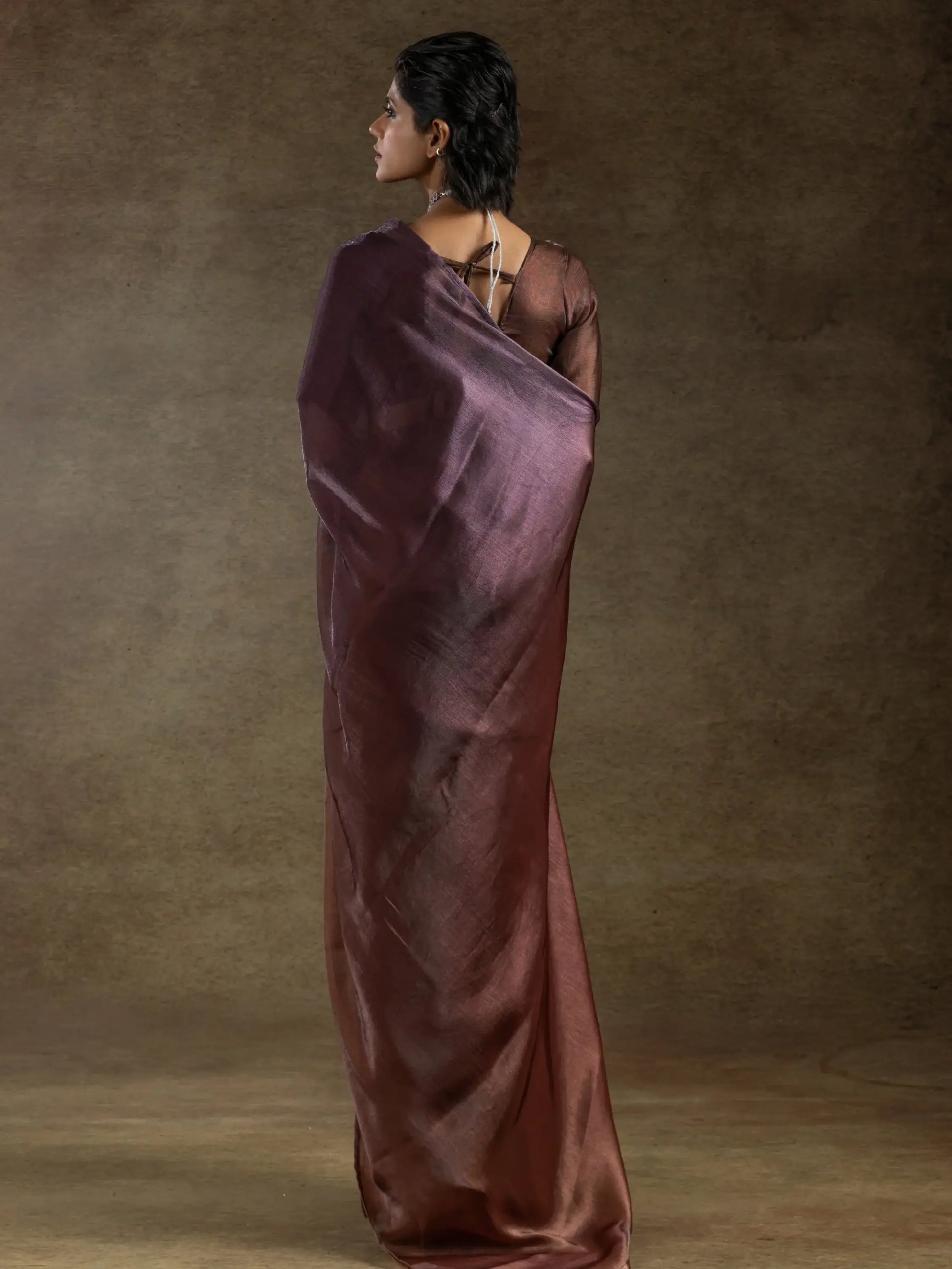 Stunning Brown Satin Festive Wear Pre-Stitched Saree With Blouse - Zeel Clothing