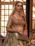 Stunning Brown Woven Rajwadi Silk Wedding Lehenga Choli With Dupatta - Zeel Clothing
