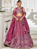 Stunning Burgundy Sequins Tissue Silk Bridesmaid Lehenga Choli - Zeel Clothing