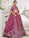 Stunning Burgundy Sequins Tissue Silk Bridesmaid Lehenga Choli - Zeel Clothing