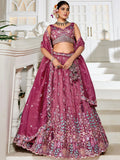 Stunning Burgundy Sequins Tissue Silk Bridesmaid Lehenga Choli - Zeel Clothing