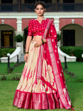 Stunning Cream Shibori Printed Silk Festival Wear Lehenga Choli - Zeel Clothing