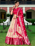 Stunning Cream Shibori Printed Silk Festival Wear Lehenga Choli - Zeel Clothing
