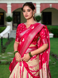 Stunning Cream Shibori Printed Silk Festival Wear Lehenga Choli - Zeel Clothing