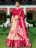 Stunning Cream Shibori Printed Silk Festival Wear Lehenga Choli - Zeel Clothing