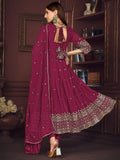 Stunning Dark Pink Embroidered Georgette Anarkali Suit With Dupatta - Zeel Clothing