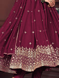 Stunning Dark Pink Embroidered Georgette Anarkali Suit With Dupatta - Zeel Clothing