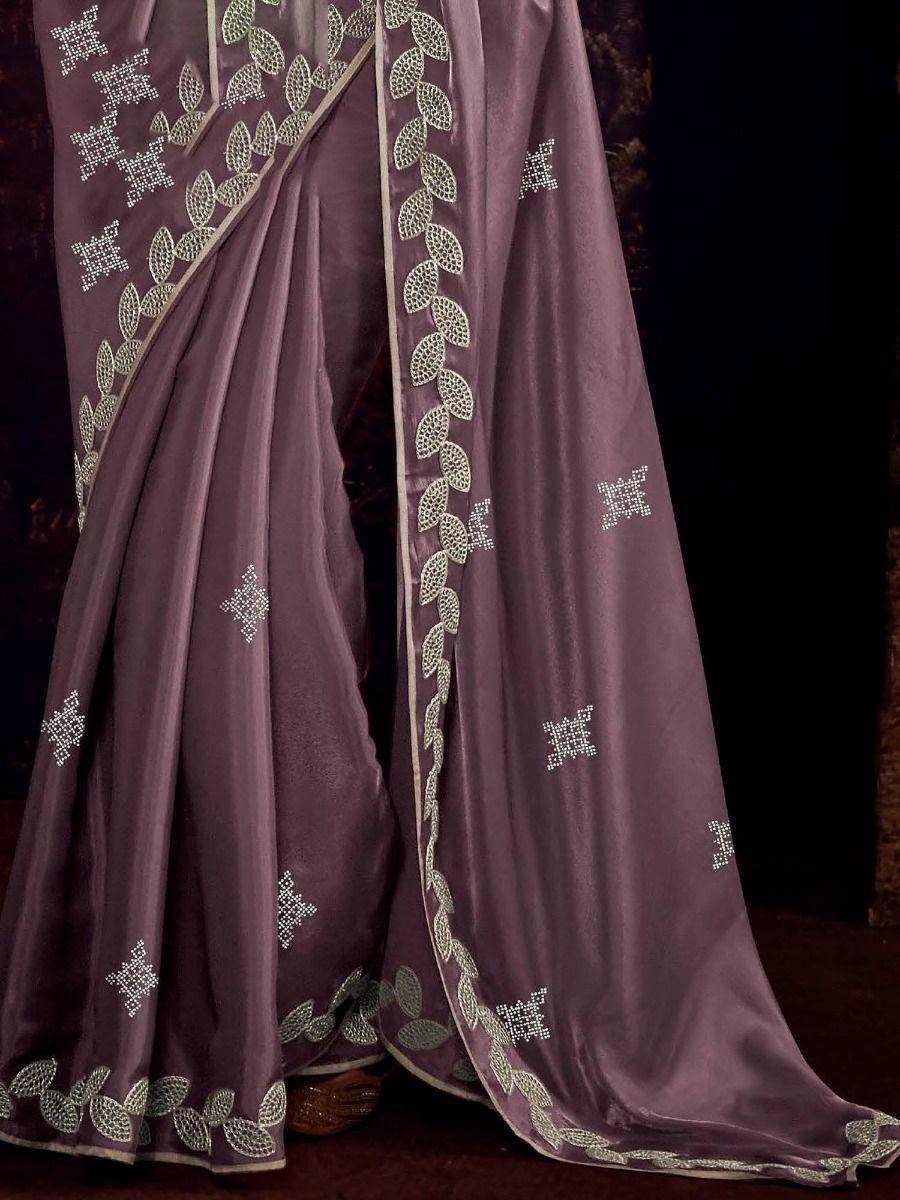 Stunning Dusty Pink Dori Work Silk Reception Wear Saree With Blouse - Zeel Clothing