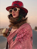 Stunning Dusty Pink Printed Linen Festival Wear Saree With Blouse - Zeel Clothing