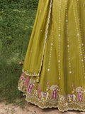 Stunning Green Bead Embroidered Tissue Wedding Wear Lehenga Choli With Dupatta