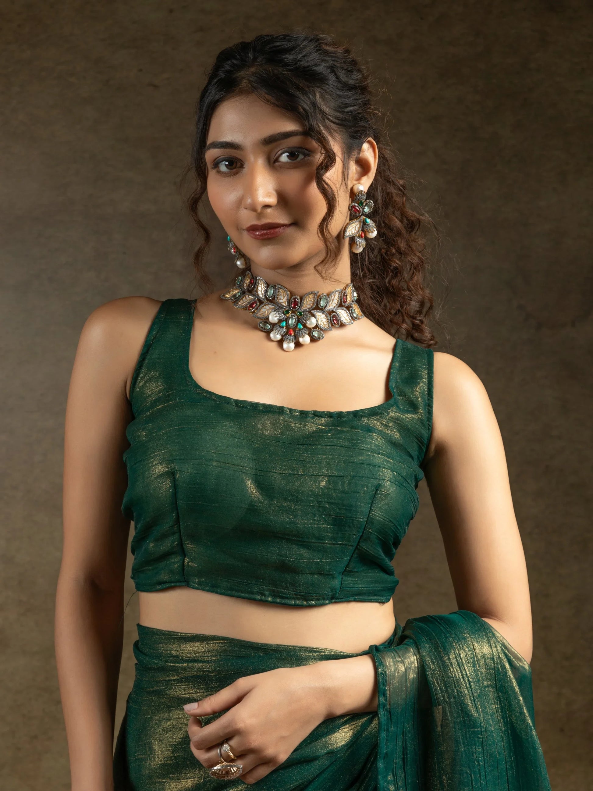 Stunning Green Chiffon Party Wear Pre-Stitched Saree With Blouse - Zeel Clothing